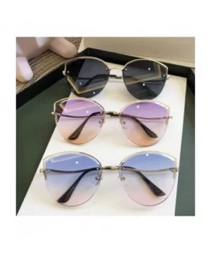 Oval Sunglasses for Women Metal Shades Driving UV400 - Blue Pink - CI1902SNCO2 $8.09 Oval