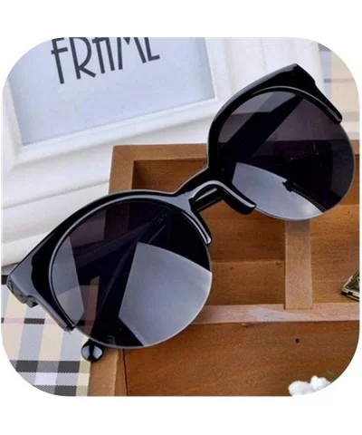 Oculos De Sol FemininoFashion Retro Super Round Circle Glasses Cat Eye Women's Sunglasses Goggles - Black - CG1985G3T6L $17.6...