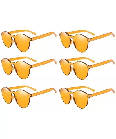 One Piece Round Rimless Sunglasses Transparent Candy Color Eyewear - 6-orange - CT18I7WZ8SC $15.30 Rimless