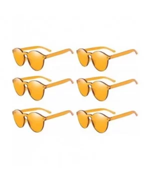 One Piece Round Rimless Sunglasses Transparent Candy Color Eyewear - 6-orange - CT18I7WZ8SC $15.30 Rimless