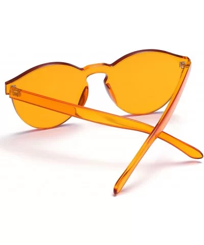 One Piece Round Rimless Sunglasses Transparent Candy Color Eyewear - 6-orange - CT18I7WZ8SC $15.30 Rimless