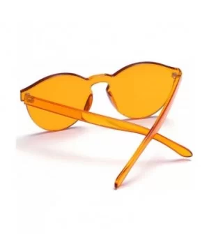 One Piece Round Rimless Sunglasses Transparent Candy Color Eyewear - 6-orange - CT18I7WZ8SC $15.30 Rimless