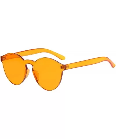 One Piece Round Rimless Sunglasses Transparent Candy Color Eyewear - 6-orange - CT18I7WZ8SC $15.30 Rimless