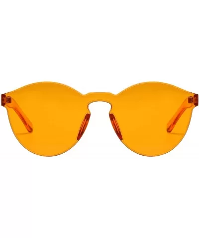 One Piece Round Rimless Sunglasses Transparent Candy Color Eyewear - 6-orange - CT18I7WZ8SC $15.30 Rimless