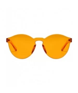 One Piece Round Rimless Sunglasses Transparent Candy Color Eyewear - 6-orange - CT18I7WZ8SC $15.30 Rimless