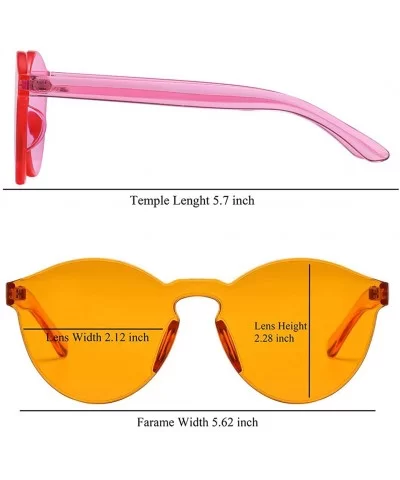 One Piece Round Rimless Sunglasses Transparent Candy Color Eyewear - 6-orange - CT18I7WZ8SC $15.30 Rimless