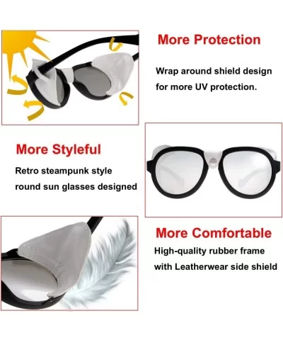 Gothic Steampunk Side Shield Goggles Retro Round Sunglasses For Men Women - Exquisite Packaging - CU19E62GNCL $12.07 Round