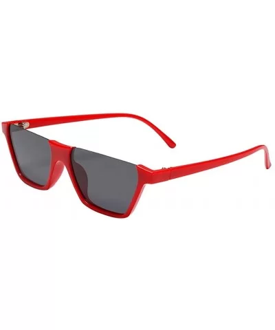 Sunglasses for Women Men Retro Cateye Plastic Frame UV400 Protection Flat Lens Fashion Eyewear - Red - C918OQEMYTI $6.11 Square