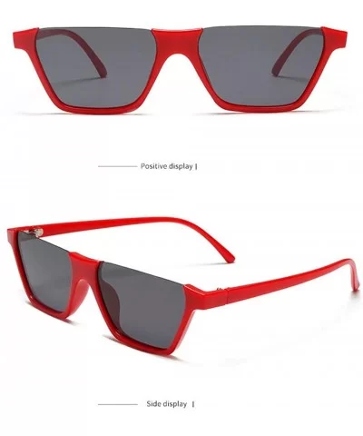 Sunglasses for Women Men Retro Cateye Plastic Frame UV400 Protection Flat Lens Fashion Eyewear - Red - C918OQEMYTI $6.11 Square