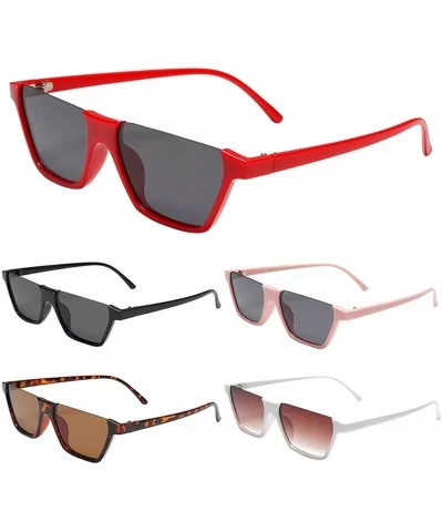 Sunglasses for Women Men Retro Cateye Plastic Frame UV400 Protection Flat Lens Fashion Eyewear - Red - C918OQEMYTI $6.11 Square