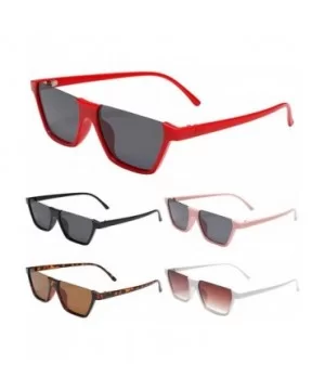 Sunglasses for Women Men Retro Cateye Plastic Frame UV400 Protection Flat Lens Fashion Eyewear - Red - C918OQEMYTI $6.11 Square