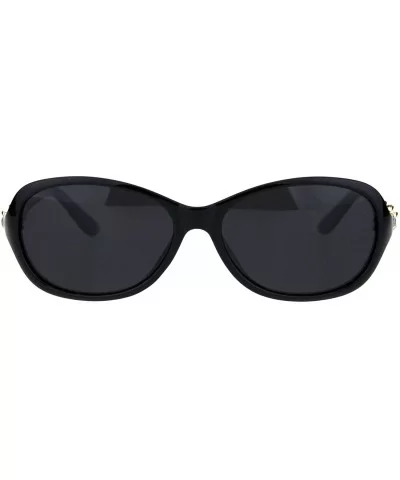 Womens Polarized Lens Sunglasses Classy Oval Fashion Shades UV 400 - Black (Black) - CM18QIX2S7E $11.76 Oval