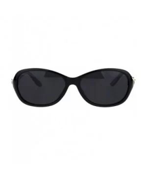 Womens Polarized Lens Sunglasses Classy Oval Fashion Shades UV 400 - Black (Black) - CM18QIX2S7E $11.76 Oval