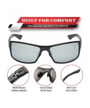 Polarized Aircraft Aluminum Metal Rectangular Sport Sunglasses For Men - Matte Black - Polarized Ice Tech - CK18HWSMS9Z $24.3...