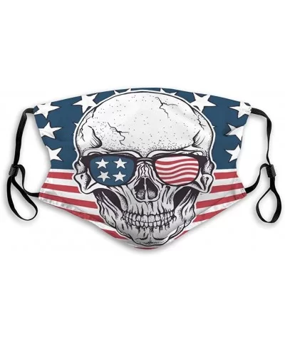 Adjustable and Replaceable Outdoor Shield American Skull in Sunglasses on USA Flag Half Face Shield - C5199XCSCLZ $11.73 Shield