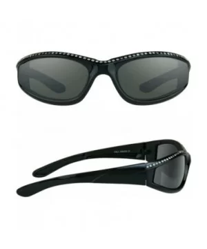 Black Frame Motorcycle Rhinestone Sunglasses Foam Padded for Women. - Jet Black - CK11HQP3O93 $18.11 Goggle