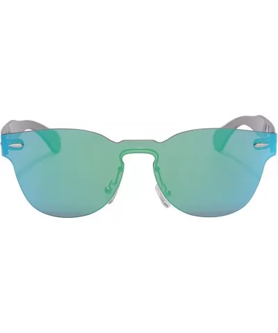 One Piece Style Women's Mirror Sunglasses PC Frame UV400 Protection Summer Glasses-SG71002 - C3- Green - C118DUIHHH9 $14.38 Oval