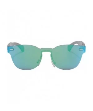 One Piece Style Women's Mirror Sunglasses PC Frame UV400 Protection Summer Glasses-SG71002 - C3- Green - C118DUIHHH9 $14.38 Oval