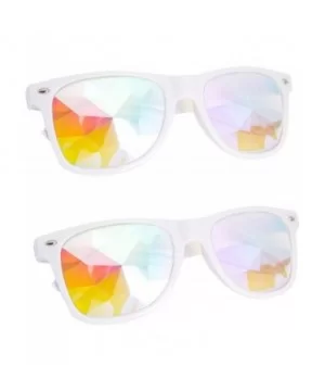 Kaleidoscope Glasses - Rainbow Rave Prism Diffraction Crystal Lens Sunglasses Goggles - White - C1186Q24T7S $9.91 Goggle