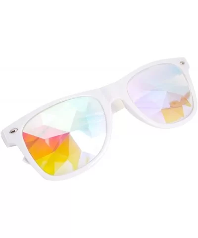 Kaleidoscope Glasses - Rainbow Rave Prism Diffraction Crystal Lens Sunglasses Goggles - White - C1186Q24T7S $9.91 Goggle