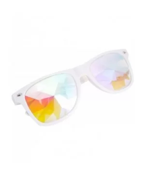 Kaleidoscope Glasses - Rainbow Rave Prism Diffraction Crystal Lens Sunglasses Goggles - White - C1186Q24T7S $9.91 Goggle