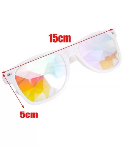 Kaleidoscope Glasses - Rainbow Rave Prism Diffraction Crystal Lens Sunglasses Goggles - White - C1186Q24T7S $9.91 Goggle