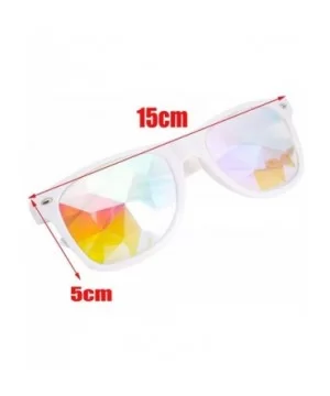 Kaleidoscope Glasses - Rainbow Rave Prism Diffraction Crystal Lens Sunglasses Goggles - White - C1186Q24T7S $9.91 Goggle