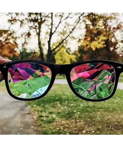 Kaleidoscope Glasses - Rainbow Rave Prism Diffraction Crystal Lens Sunglasses Goggles - White - C1186Q24T7S $9.91 Goggle