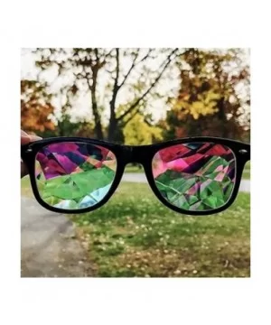 Kaleidoscope Glasses - Rainbow Rave Prism Diffraction Crystal Lens Sunglasses Goggles - White - C1186Q24T7S $9.91 Goggle