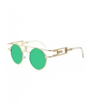 Women Men Round Sunglasses Retro Vintage Steampunk Style Mirror Reflective Circle lens - CK1836TGWHM $10.29 Shield