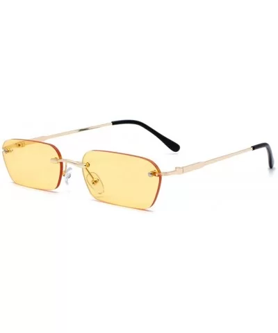 Rimless Rectangle Sunglasses Women Accessories Square Sun Glasses for Men Small - Gold With Yellow - CX18RSZT3ZW $8.08 Rimless