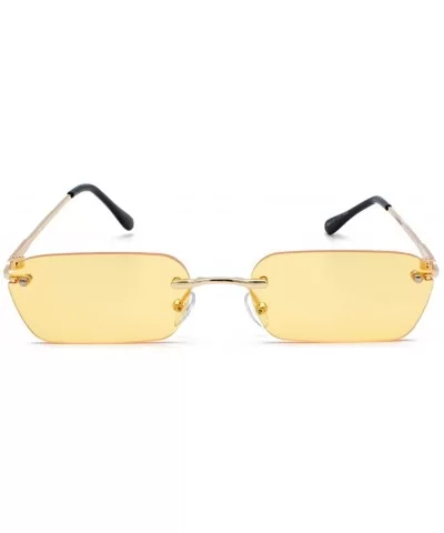 Rimless Rectangle Sunglasses Women Accessories Square Sun Glasses for Men Small - Gold With Yellow - CX18RSZT3ZW $8.08 Rimless