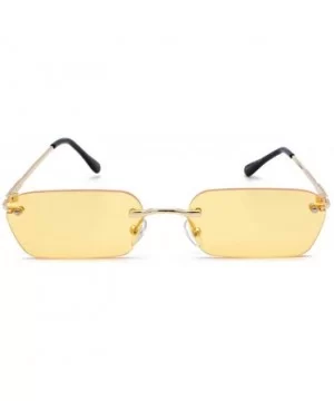 Rimless Rectangle Sunglasses Women Accessories Square Sun Glasses for Men Small - Gold With Yellow - CX18RSZT3ZW $8.08 Rimless