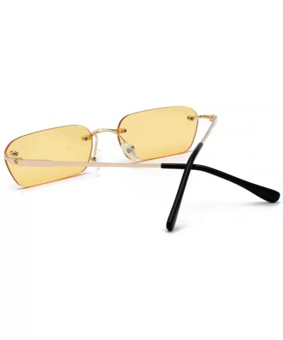 Rimless Rectangle Sunglasses Women Accessories Square Sun Glasses for Men Small - Gold With Yellow - CX18RSZT3ZW $8.08 Rimless