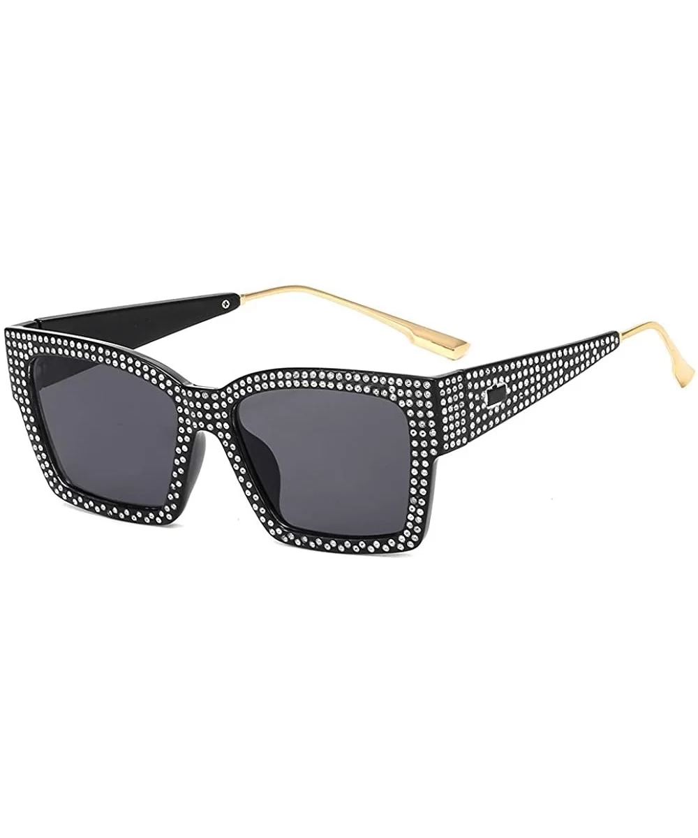 Designer Sunglasses Vintage Oversized Diamond - Black - CR18AISZG26 $10.82 Square