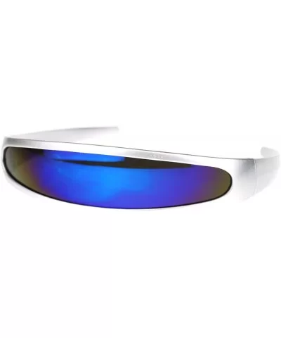 Cyclops Robot Costume Sunglasses Party Rave Futuristic Mirror Lens - Silver (Blue Mirror) - CZ18884LK25 $7.18 Wrap