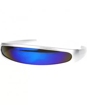 Cyclops Robot Costume Sunglasses Party Rave Futuristic Mirror Lens - Silver (Blue Mirror) - CZ18884LK25 $7.18 Wrap