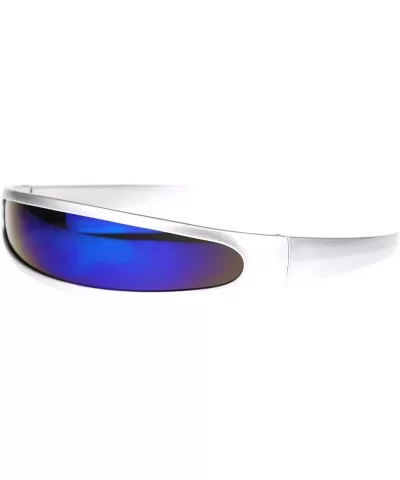 Cyclops Robot Costume Sunglasses Party Rave Futuristic Mirror Lens - Silver (Blue Mirror) - CZ18884LK25 $7.18 Wrap