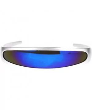 Cyclops Robot Costume Sunglasses Party Rave Futuristic Mirror Lens - Silver (Blue Mirror) - CZ18884LK25 $7.18 Wrap