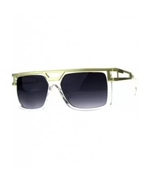 Mens Designer Fashion Sunglasses Flat Metal Top Square Rectangular Shades - Gold Clear (Smoke) - C018DZ07DK4 $9.17 Rectangular