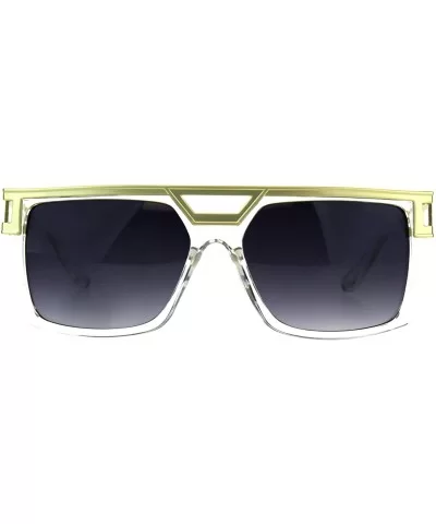 Mens Designer Fashion Sunglasses Flat Metal Top Square Rectangular Shades - Gold Clear (Smoke) - C018DZ07DK4 $9.17 Rectangular