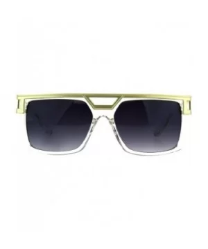 Mens Designer Fashion Sunglasses Flat Metal Top Square Rectangular Shades - Gold Clear (Smoke) - C018DZ07DK4 $9.17 Rectangular