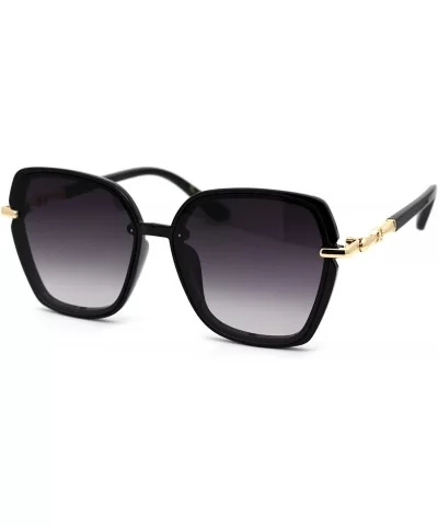 Womens Designer Chic Luxury Metal Jewel Arm Butterfly Sunglasses - Black Gold Smoke - CM18XK80N4R $8.57 Butterfly