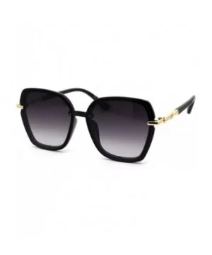 Womens Designer Chic Luxury Metal Jewel Arm Butterfly Sunglasses - Black Gold Smoke - CM18XK80N4R $8.57 Butterfly