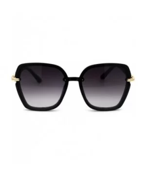 Womens Designer Chic Luxury Metal Jewel Arm Butterfly Sunglasses - Black Gold Smoke - CM18XK80N4R $8.57 Butterfly