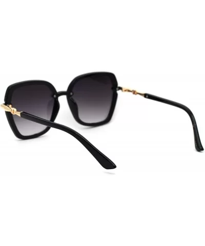 Womens Designer Chic Luxury Metal Jewel Arm Butterfly Sunglasses - Black Gold Smoke - CM18XK80N4R $8.57 Butterfly