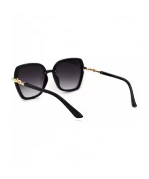 Womens Designer Chic Luxury Metal Jewel Arm Butterfly Sunglasses - Black Gold Smoke - CM18XK80N4R $8.57 Butterfly