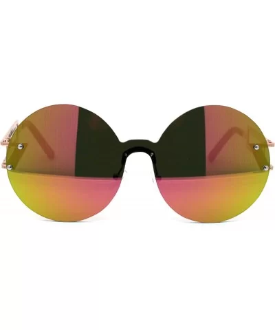 Color Mirror Round Shield Retro Circle Lens Hippie Sunglasses - Pink - CQ185R63NII $7.62 Round