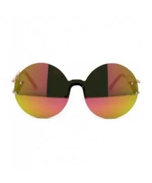 Color Mirror Round Shield Retro Circle Lens Hippie Sunglasses - Pink - CQ185R63NII $7.62 Round