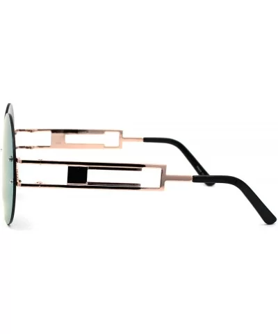 Color Mirror Round Shield Retro Circle Lens Hippie Sunglasses - Pink - CQ185R63NII $7.62 Round